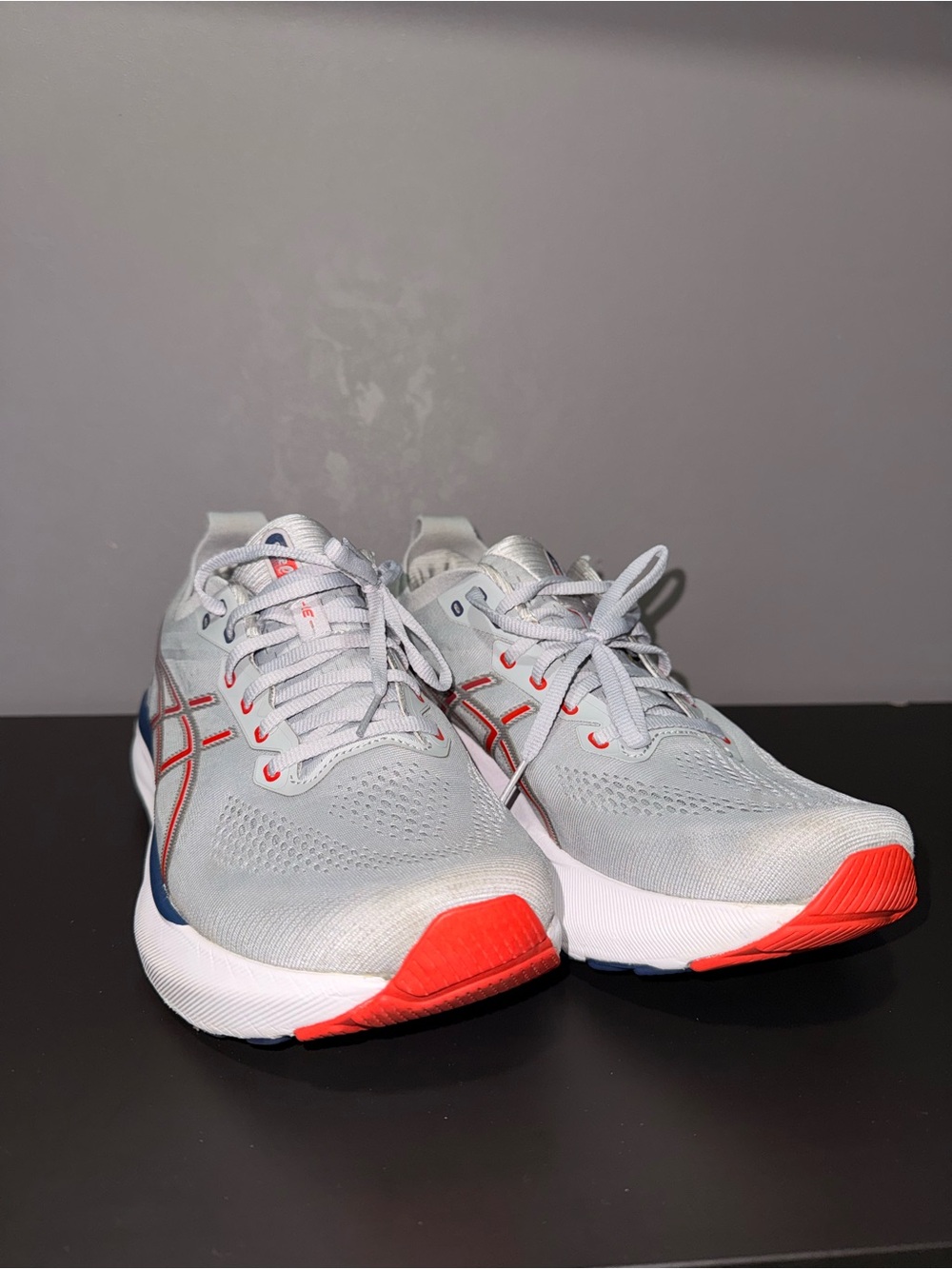 Asics Light Gray and Orange Athletic Running Shoes
